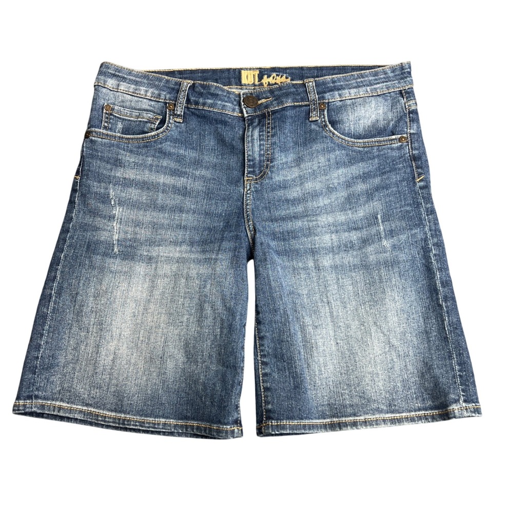 KUT from the Kloth Womens Size 12 Distressed Bermuda Denim Shorts Medium Blue